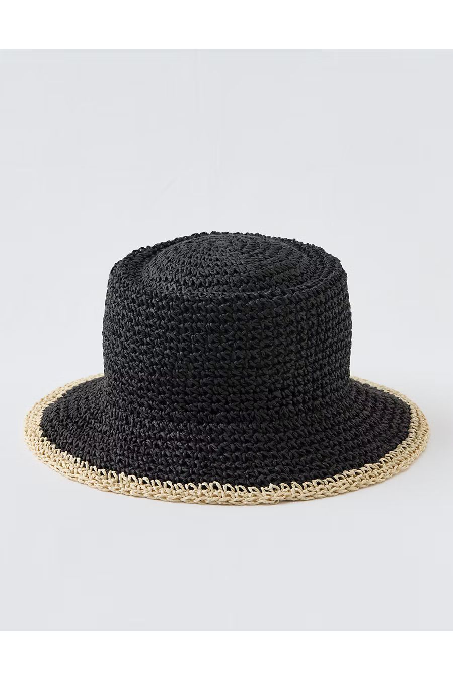 Aerie Straw Bucket Hat Women's True Black One Size | American Eagle Outfitters (US & CA)