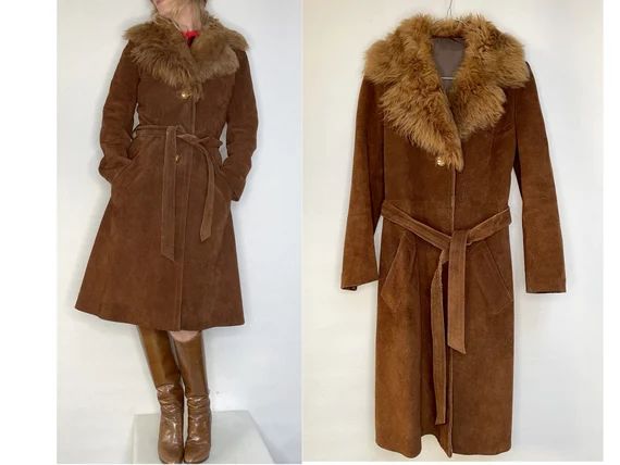 Women Penny Lane 70s COAT Suede and Fur Jacket Belted Suede | Etsy Canada | Etsy (CAD)