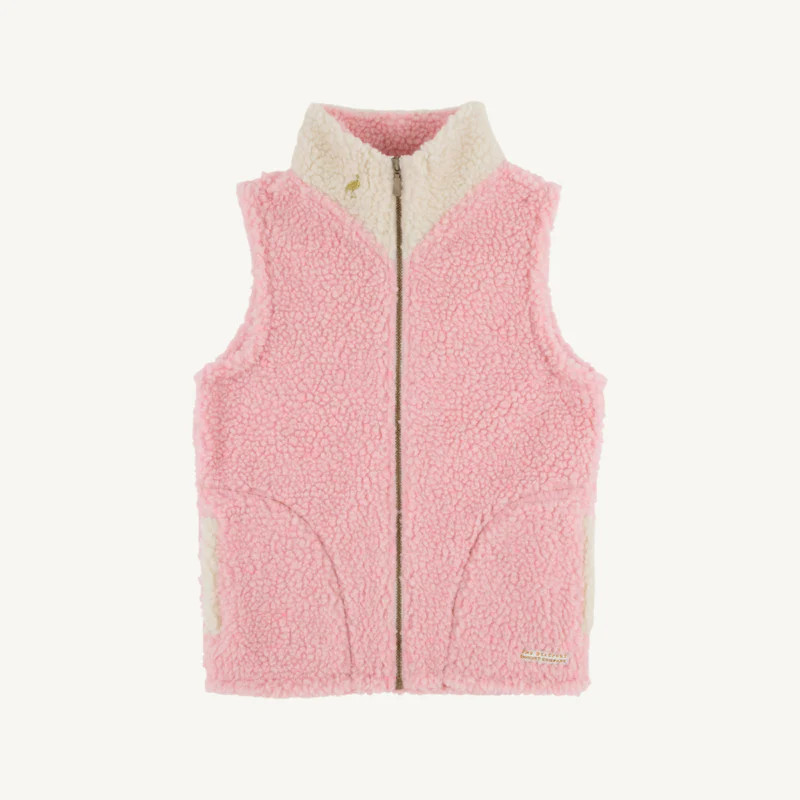 Van Camp Vest (Sherpa) - Sandpearl Pink with Palmetto Pearl & Gold Sto | The Beaufort Bonnet Company