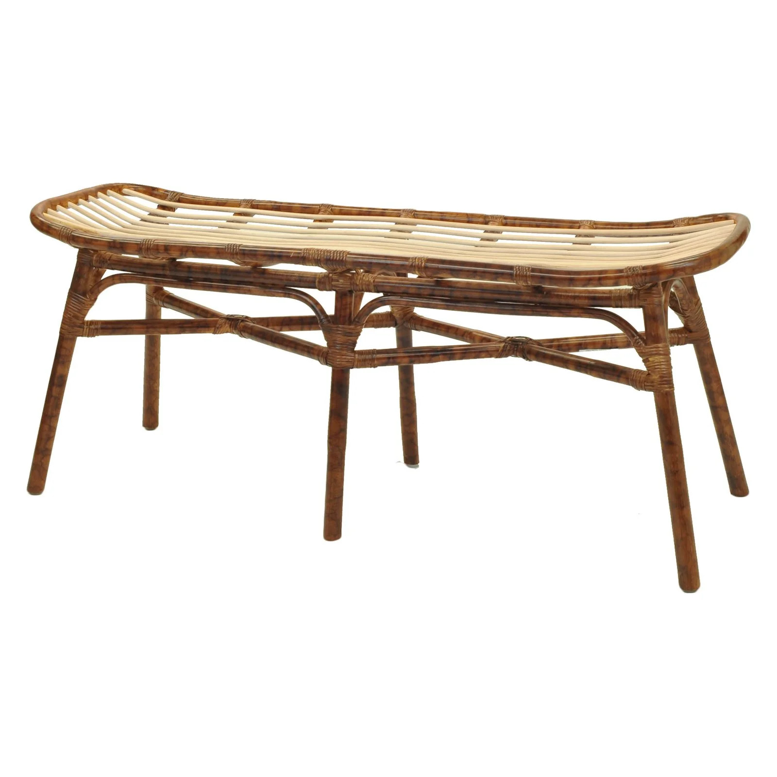 Beyla Rattan Bench, Marble Brown | Walmart (US)