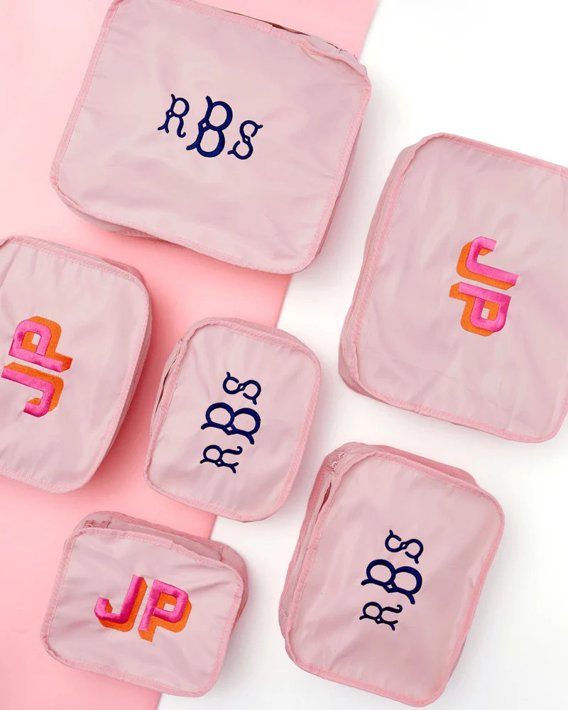 Embroidered Nylon Packing Cubes (Set Of 3) | Sprinkled With Pink