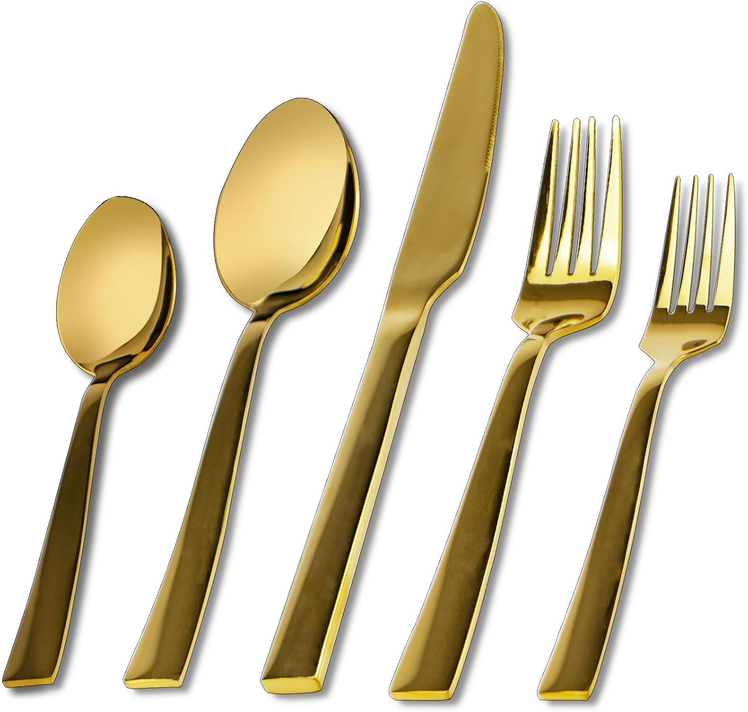 Gold Silverware Set, Briout 40 Piece Stainless Steel Flatware Cutlery Set Service for 8 Luxury Sq... | Amazon (US)