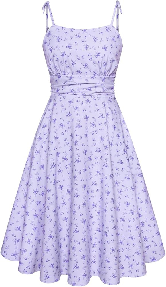 Belle Poque 2026 Summer Dress for Women Spaghetti Strap Flowy Midi Beach Sundress Vintage Wedding... | Amazon (US)