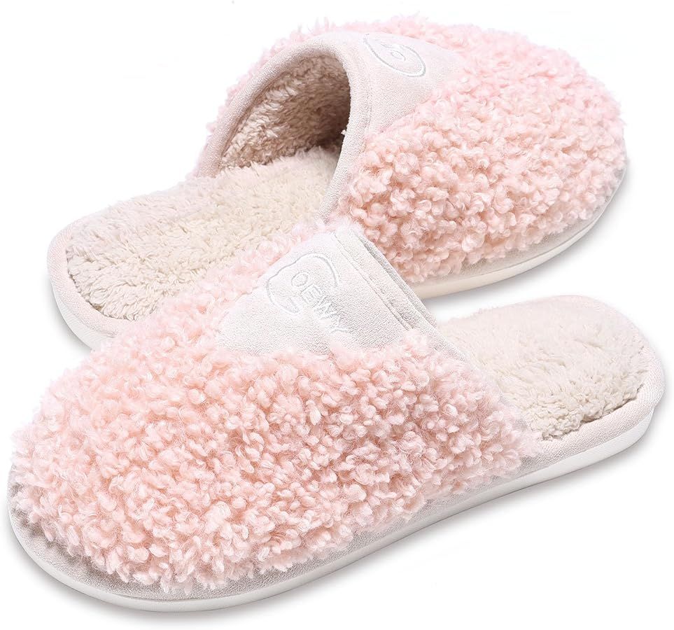 Cozy Fuzzy Slippers for Women Indoor and Outdoor Non Slip Memory Foam House Shoes Christmas Gift ... | Amazon (US)