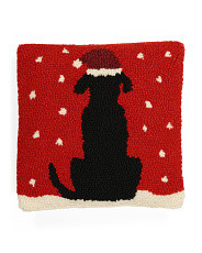10x10 Wool Hooked Christmas Lab Pillow | TJ Maxx