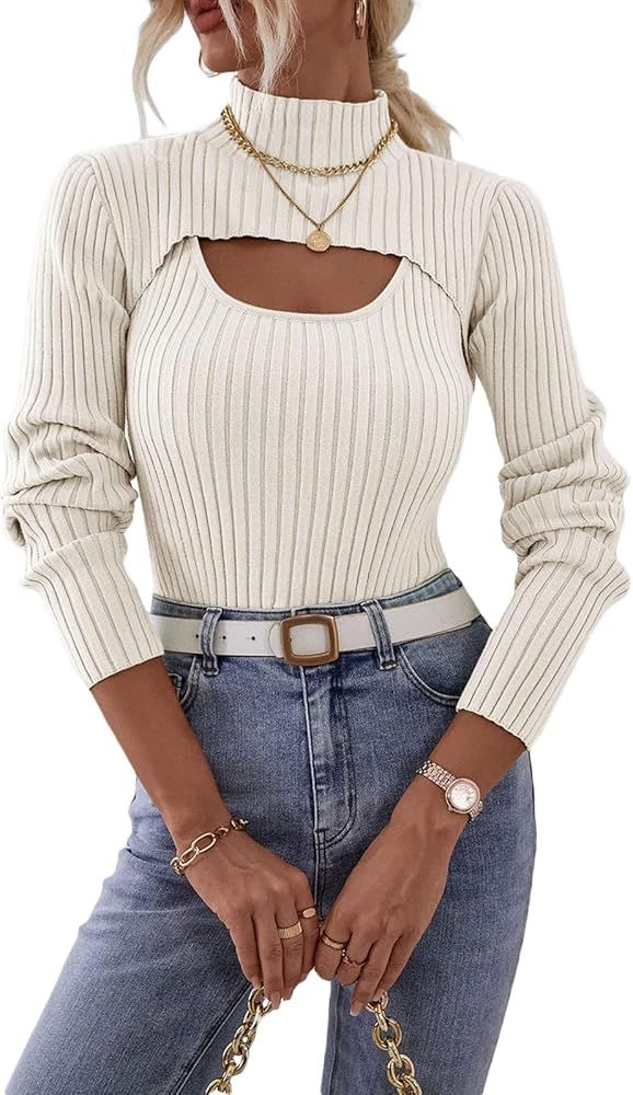 Women Sexy Long Sleeve Shirt Casual Solid Slim Fitted Crop Top Blouse Y2K Pullovers Tee Tops | Amazon (US)