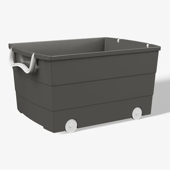 Mainstays Kids Large Gray Plastic Stackable Rolling Toy Storage Basket with Handles | Walmart (US)