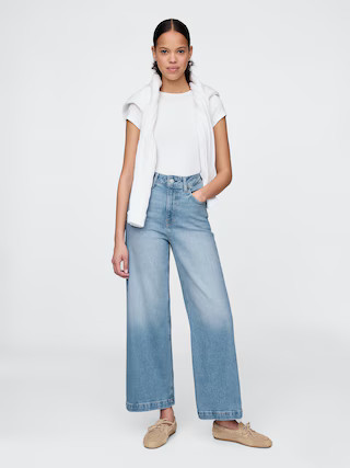 Curvy High Stride Wide-Leg Ankle Jeans | Gap (US)