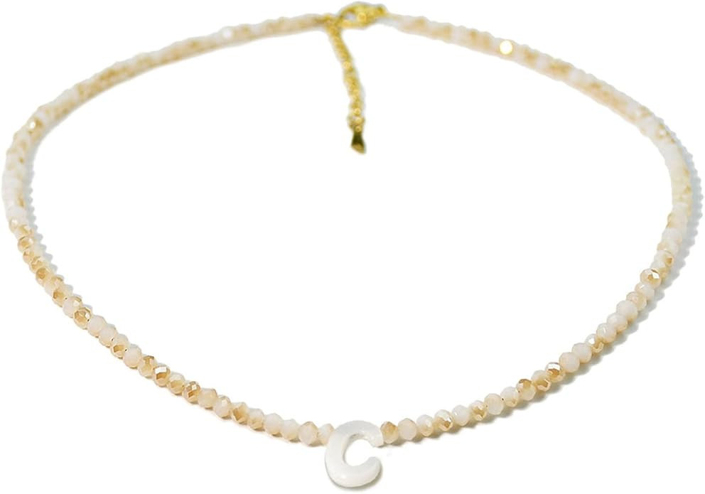 Initial Necklaces for Women - Trendy Beaded Choker Necklace for Women, Handmade Letter Choker Nec... | Amazon (US)