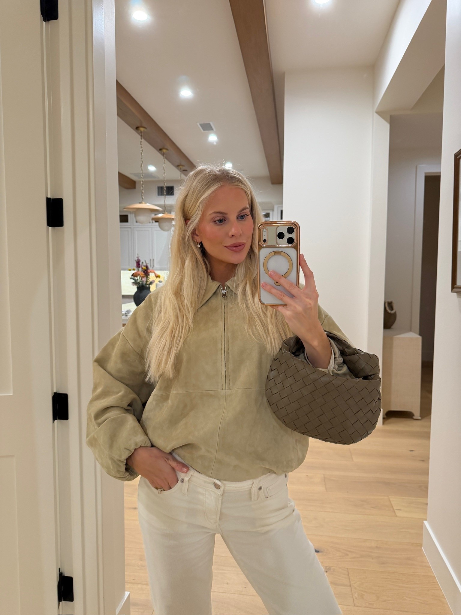 Wearing a m in top, 29 reg in jeans- sized up for pregnancy! #kathleenpost

Winter whites outfit, casual dinner look

#LTKgrwm #LTKSeasonal #LTKootd