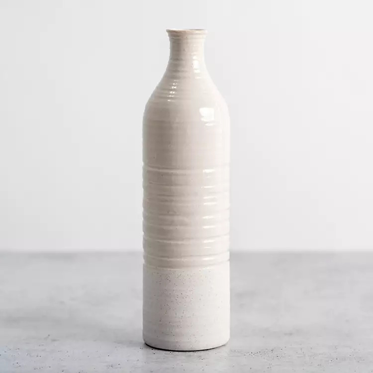 New! White Double Texture Ceramic Vase, 14 in. | Kirkland's Home
