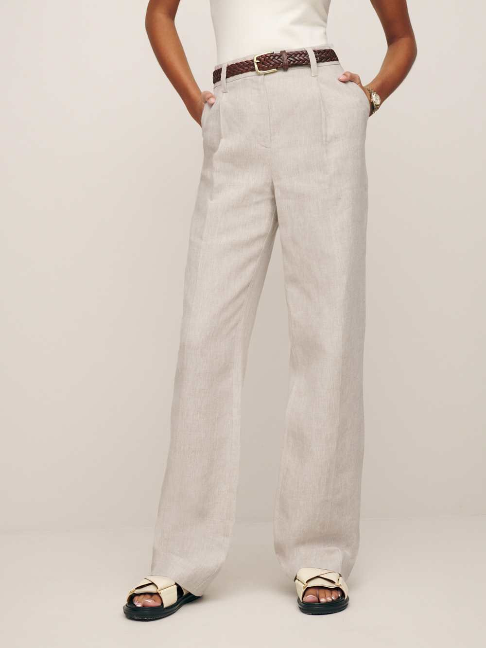 Alex Linen Mid Rise Pant | Reformation (Global)