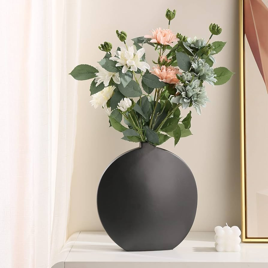 Ceramic Vase 10 Inch Black Vases for Flowers - Pampas Flower Vases Minimalist for Home Decor, Lar... | Amazon (US)