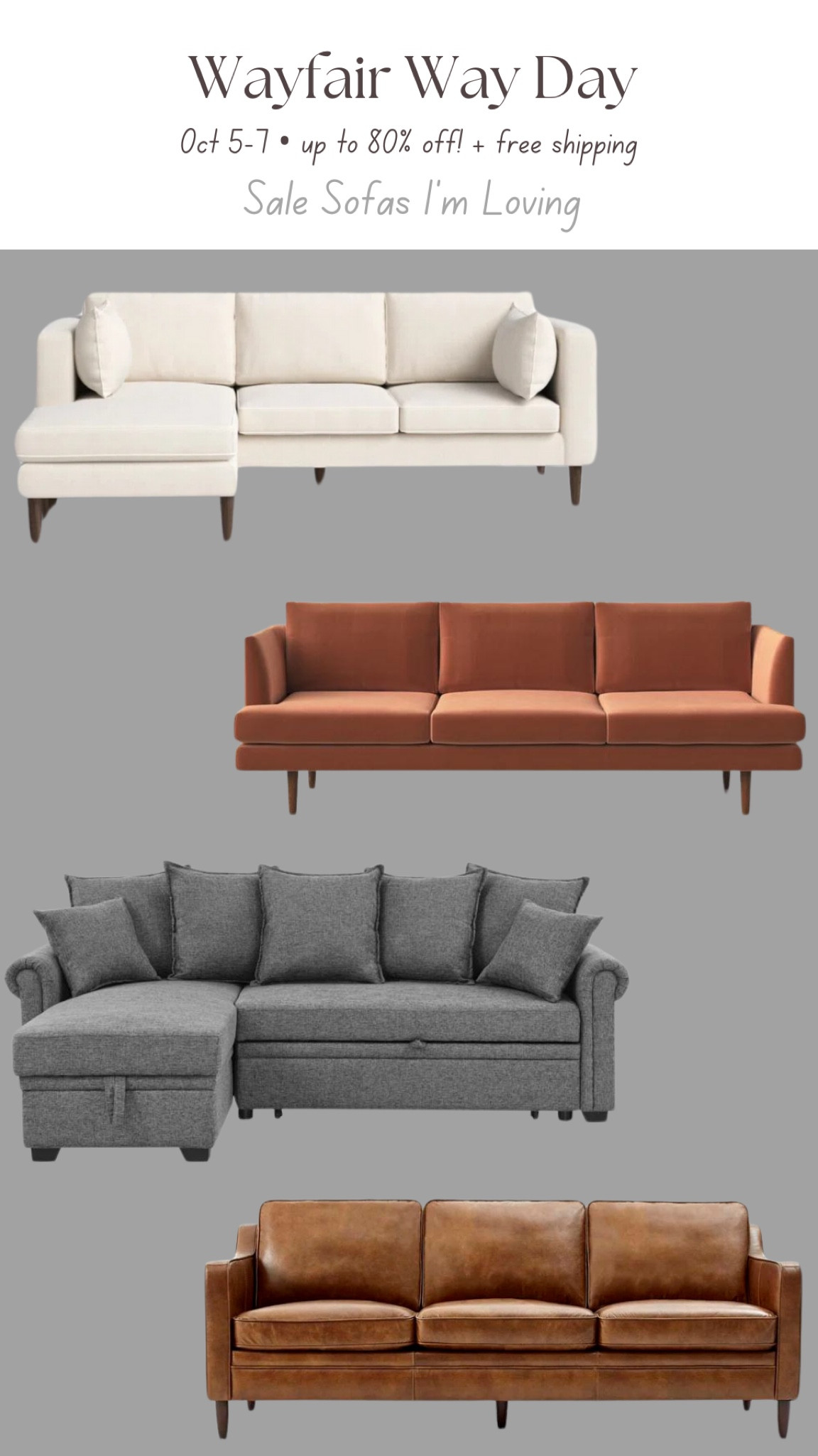 Comfort meets beauty in these beautiful sale sofas. Up to 80% off + free shipping site wide during Wayfair’s Way Day sale! Shop in-store and online Oct 5-7. 

@wayfair #wayfair #wayfairpartner #wayday 

@shop.ltk #liketkit

#LTKHome
