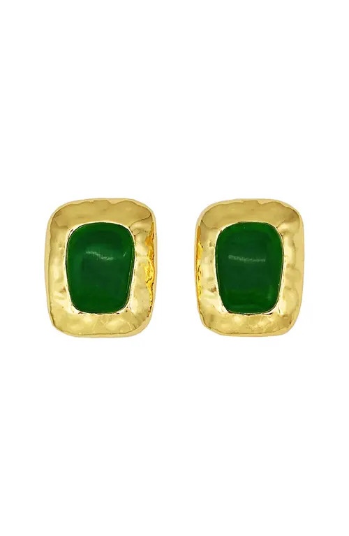 Petit Moments Giovana Stud Earrings in Gold/Green at Nordstrom, Size Medium | Nordstrom