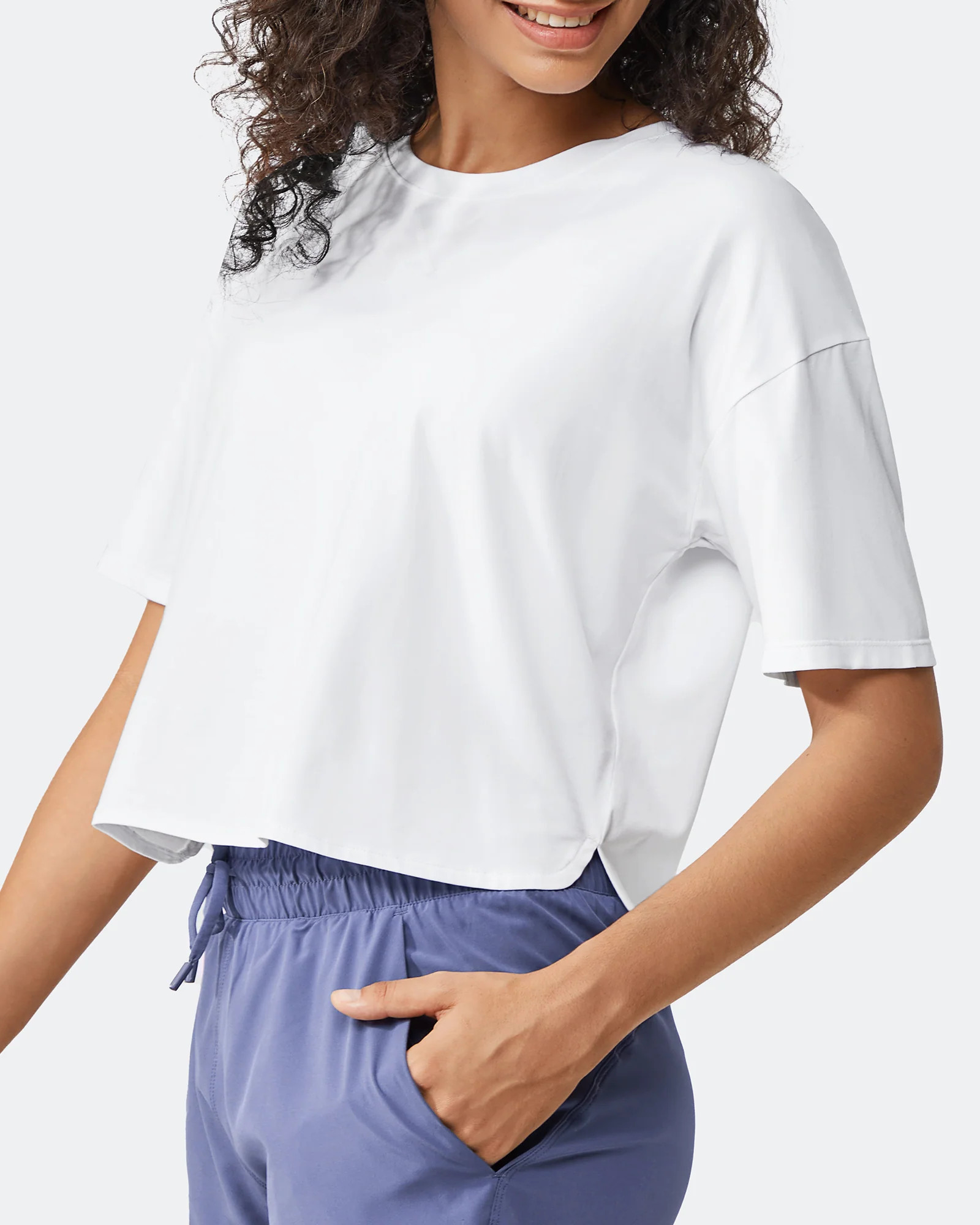 G4free Scoop Neck Short Sleeve Workout Crop Tops | g4free activewear