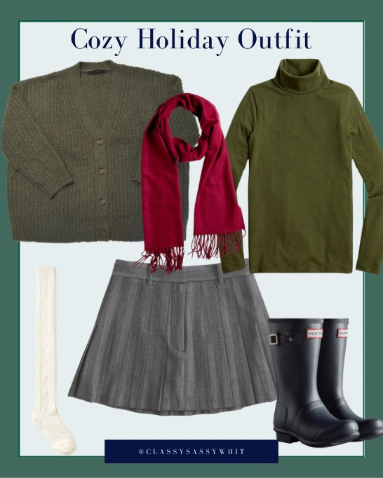 Cozy thick knit cardigan, boot socks, pleated skirt, and hunter rain boots 

classically preppy classic aesthetic winter fall outfit 

#LTKSeasonal #LTKStyleTip #LTKCyberWeek