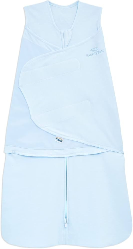 HALO 100% Cotton Sleepsack Swaddle, 3-Way Adjustable Wearable Blanket, TOG 1.5, Baby Blue, Small,... | Amazon (US)