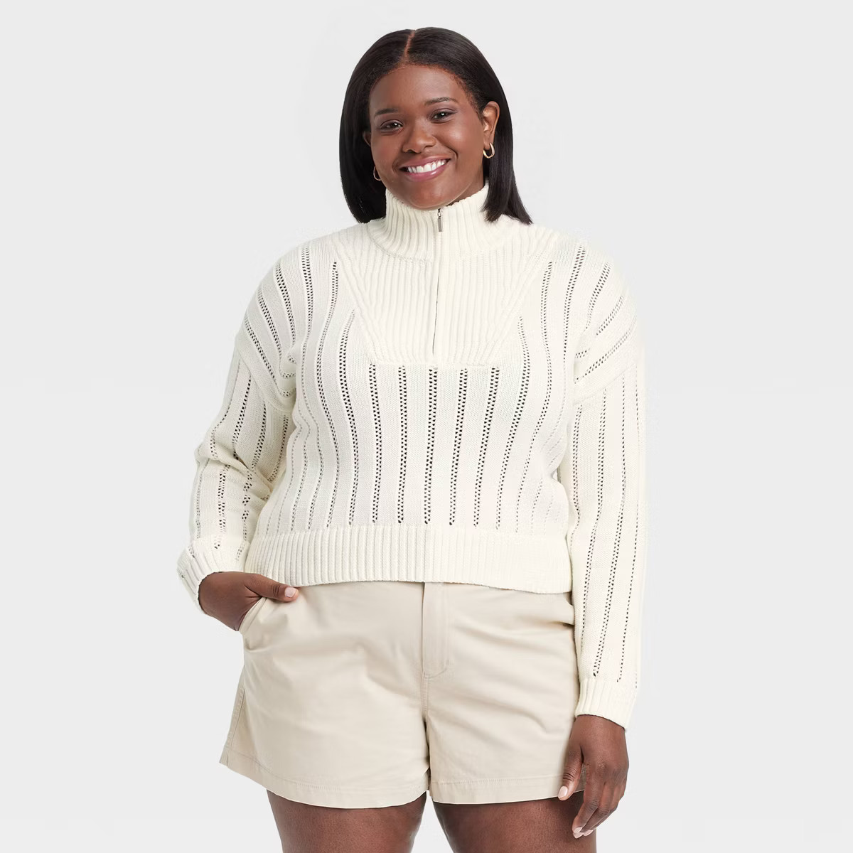 Women's Mock Turtleneck Quarter Zip Pullover Sweater - A New Day™ | Target