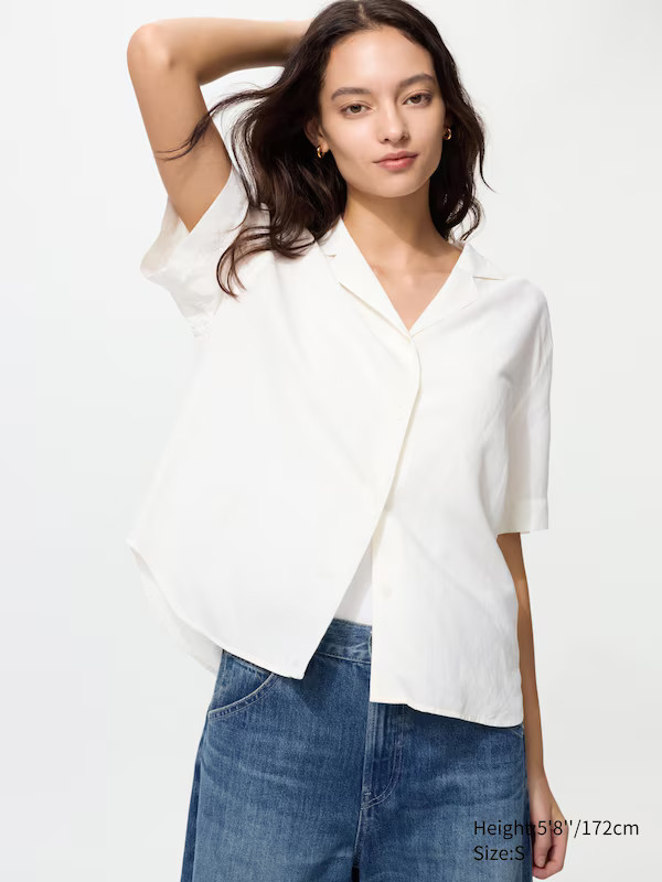 Linen Blend Open Collar Shirt (Short Sleeve) | UNIQLO (UK)