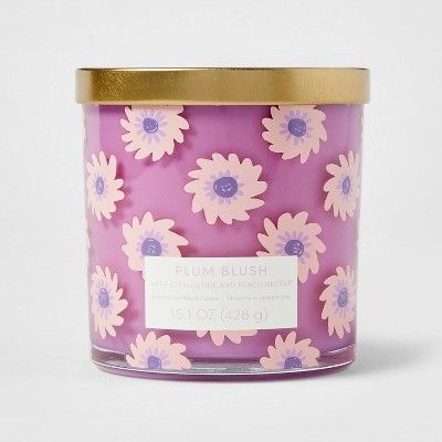 15.1oz Candle Floral Print Plum Blush Purple - Opalhouse™ | Target