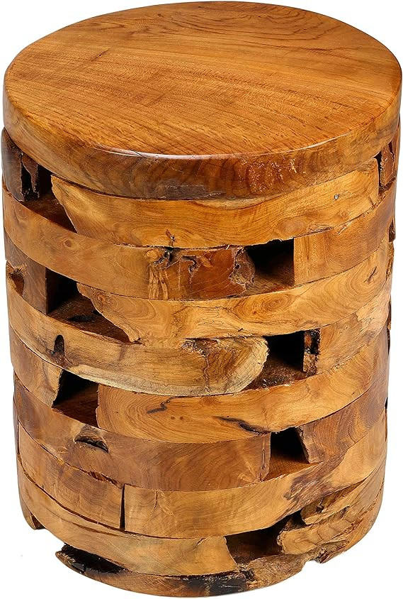 Bare Decor Stonehenge Artisan Accent Table in Solid Teak Wood, Natural | Amazon (US)