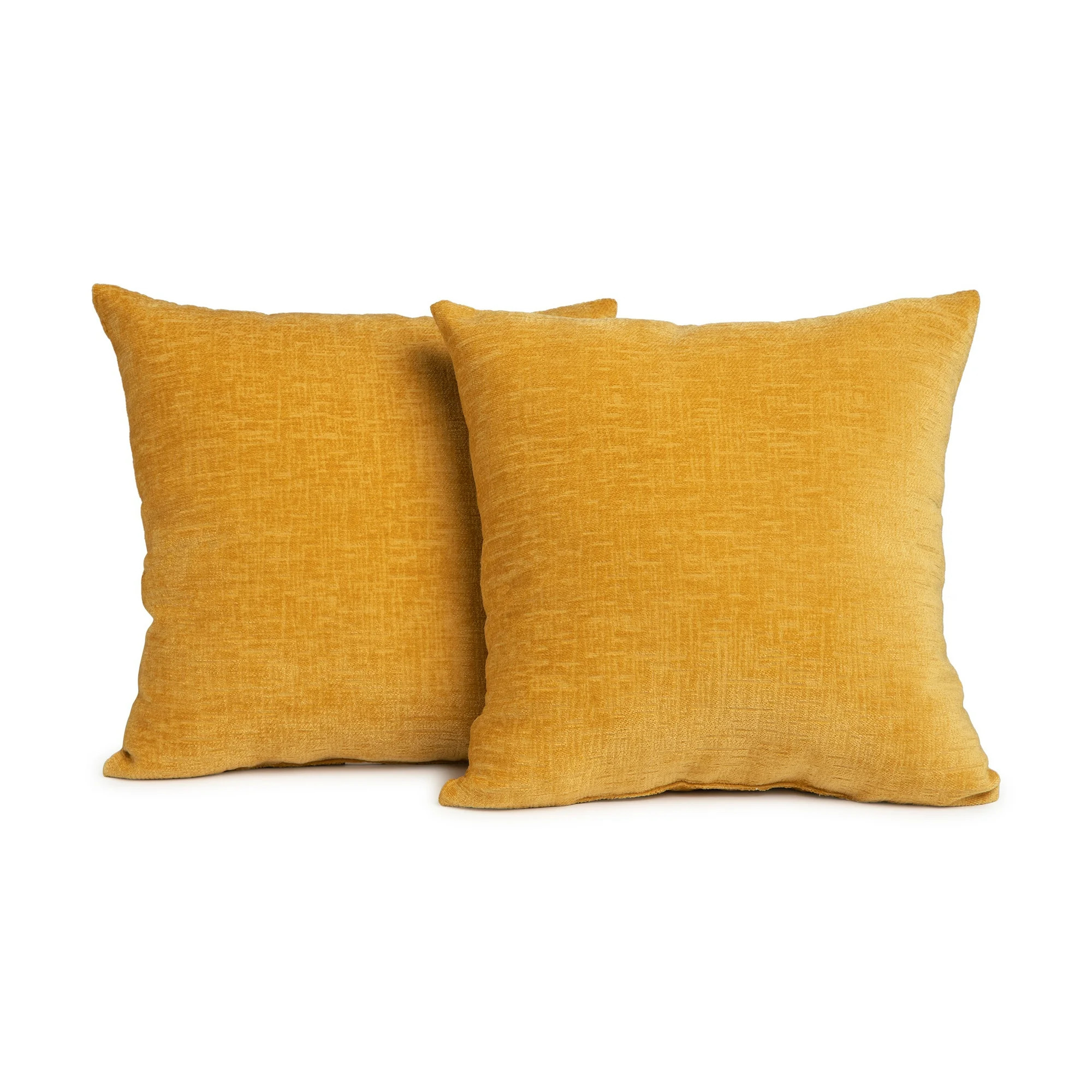 Mainstays, Chenille Decorative Square Pillow, 18" x 18", Yellow, 2 Pack | Walmart (US)