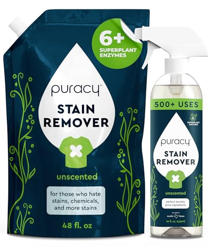 Puracy Stain Remover, Travel and Laundry Stain Cleaner for Clothes, Baby Essentials, Kids Stains, Oil and Fabric Spot Cleaner, (Stain Remover Spray and Refill, 64 fl oz) | Amazon (US)