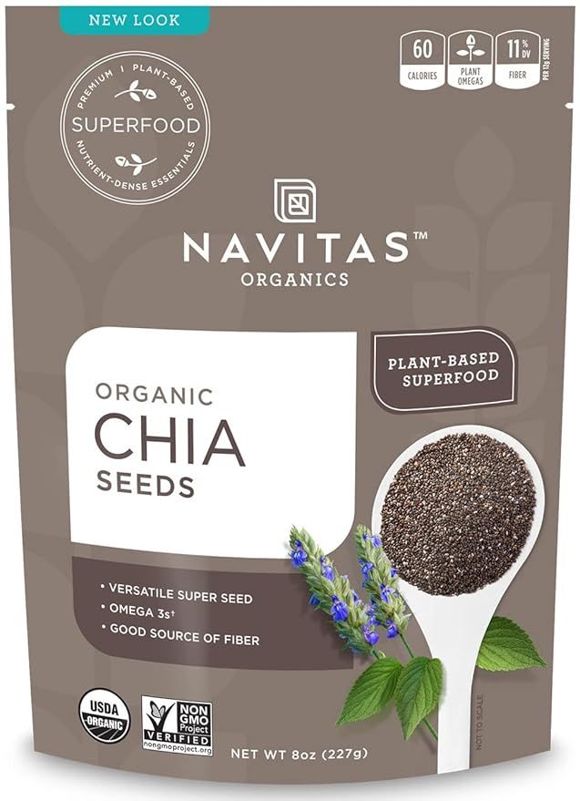Navitas Organics Chia Seeds, 8 oz. Bag, 19 Servings — Organic, Non-GMO, Gluten-Free | Amazon (US)