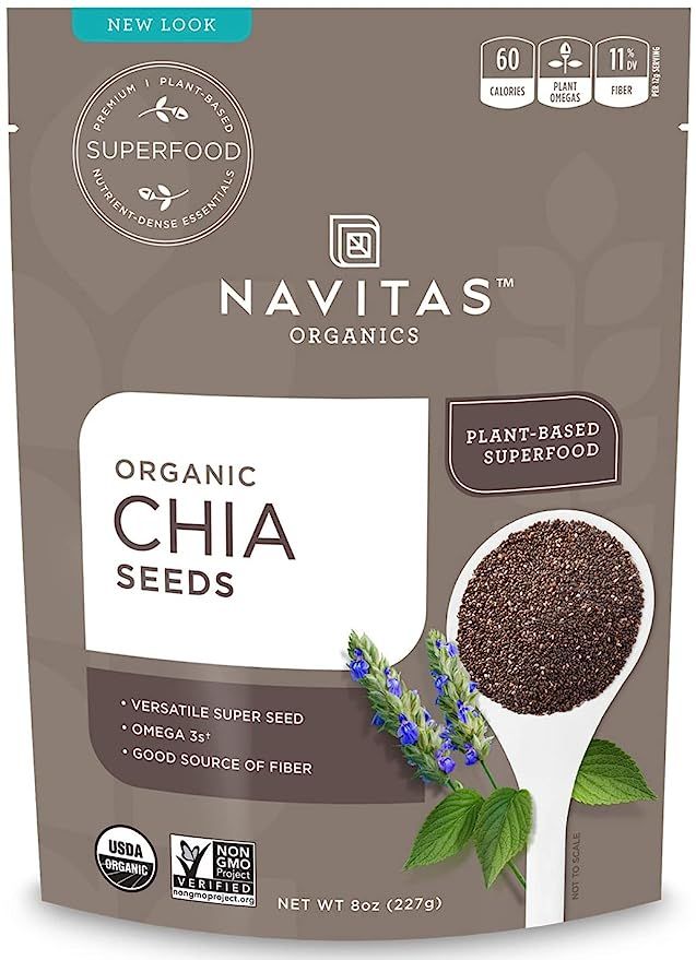 Navitas Organics Chia Seeds, 8 oz. Bag, 19 Servings — Organic, Non-GMO, Gluten-Free | Amazon (US)