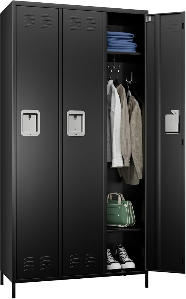 METAN Metal Locker for School Office Gym Bedroom,3 Doors Steel Storage Locker Cabinet for Employe... | Amazon (US)