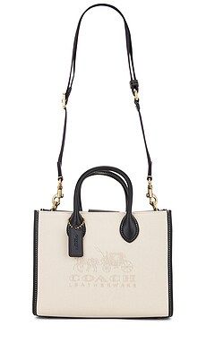 Coach Canvas New Ace Small Tote in Salt Stone & Black from Revolve.com | Revolve Clothing (Global)