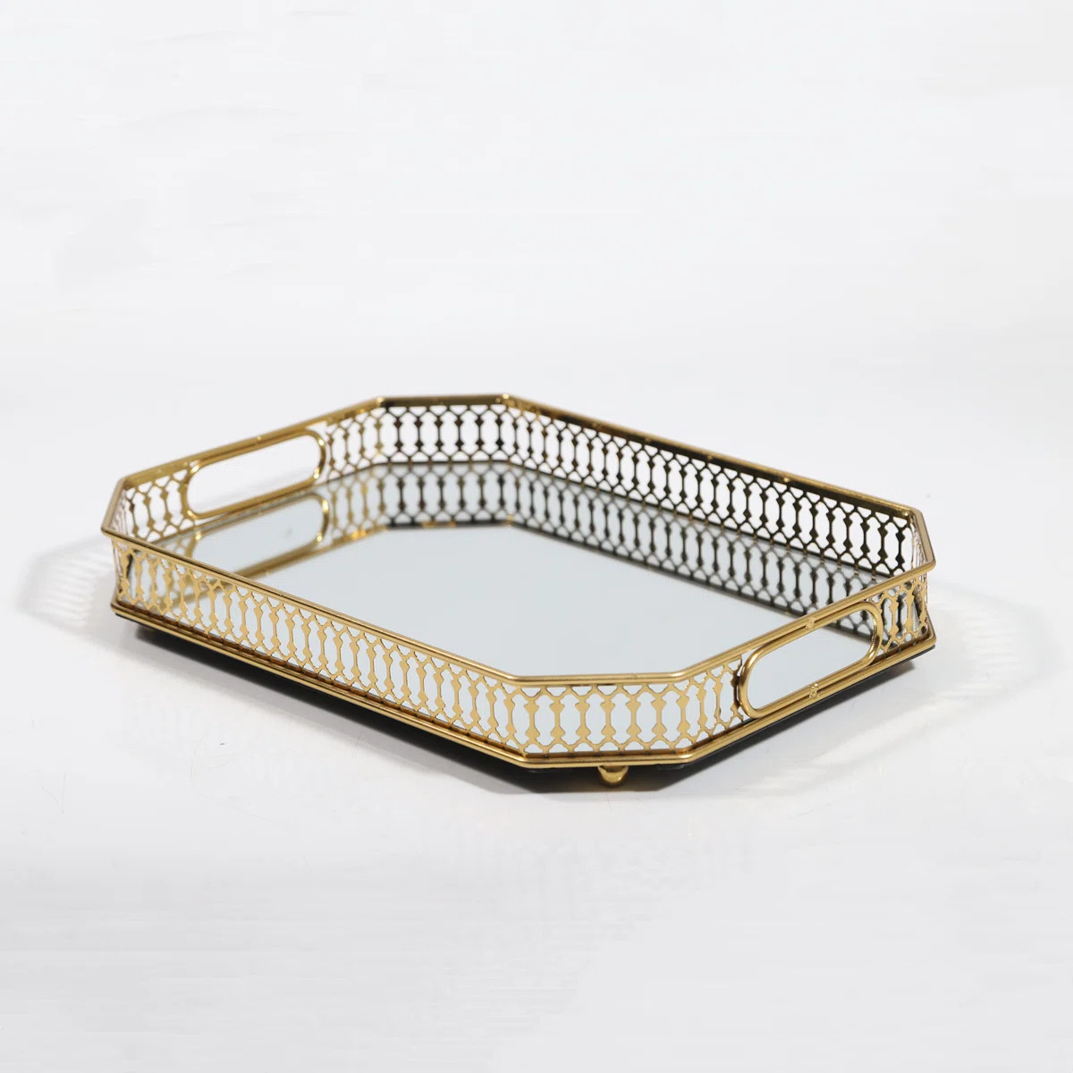 Vintage Metal Octagon Mirror Surface Tray (Rectangle) | Wayfair North America