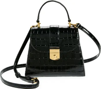 Crest Croc Embossed Leather Top Handle Bag | Nordstrom