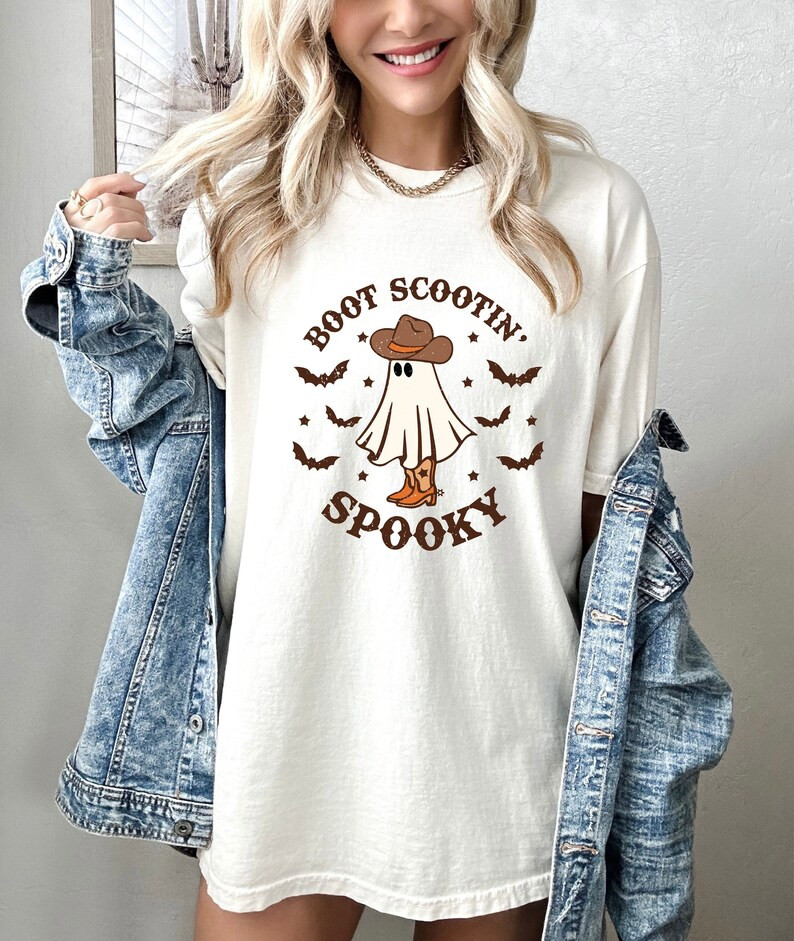 Comfort Colors® Boot Scootin Spooky Shirt Funny Ghost Tshirt - Etsy | Etsy (US)