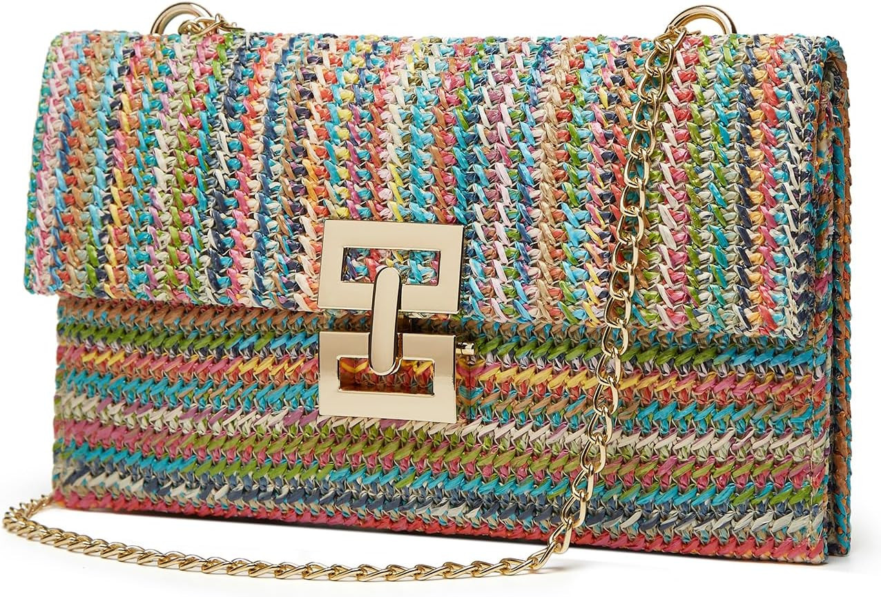 Straw Clutch Purses for Women Vintage Summer Straw Beach Bag Woven Purse Wicker Rattan Envelope Clutch for Wedding - Walmart.com | Walmart (US)
