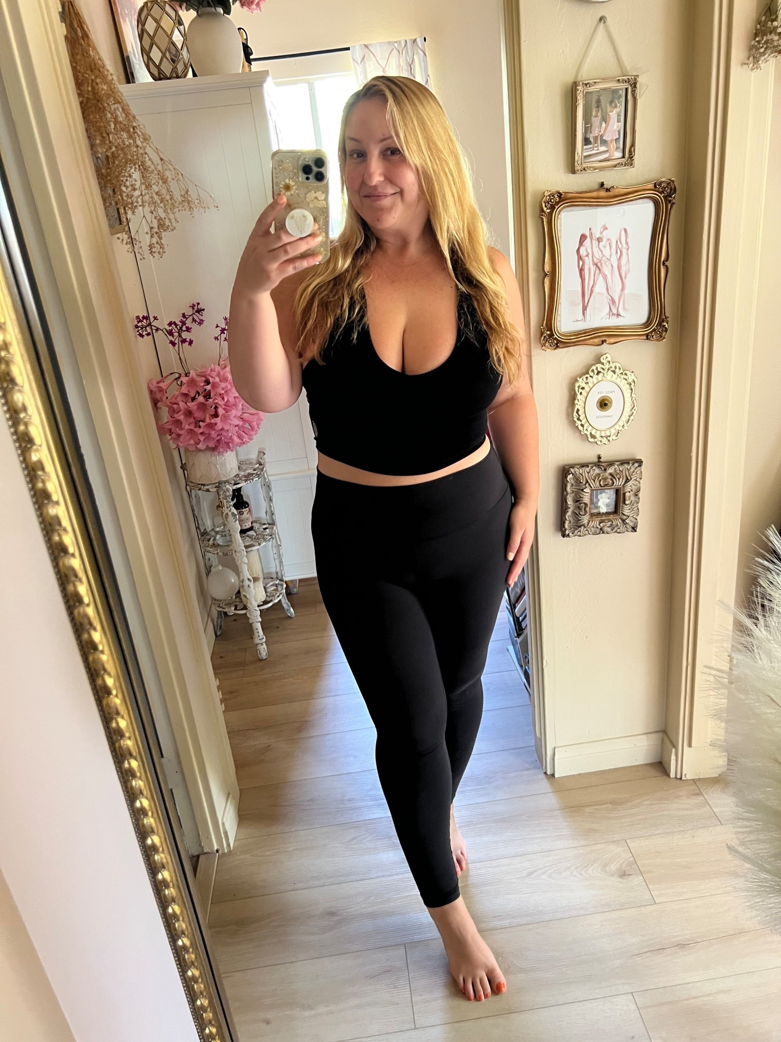 New fav Free People lounge bra and black leggings are always a closet must have, linked my fav 
Wearing size L both 