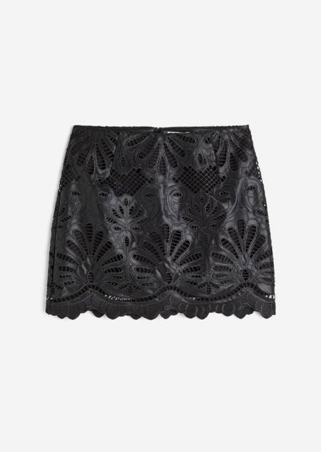 Eyelet Embroidery Mini Skirt for edgy, but feminine look with over the knee boots outfit! 🖤🖤

#LTKstyletip #LTKfindsunder50 #LTKSeasonal