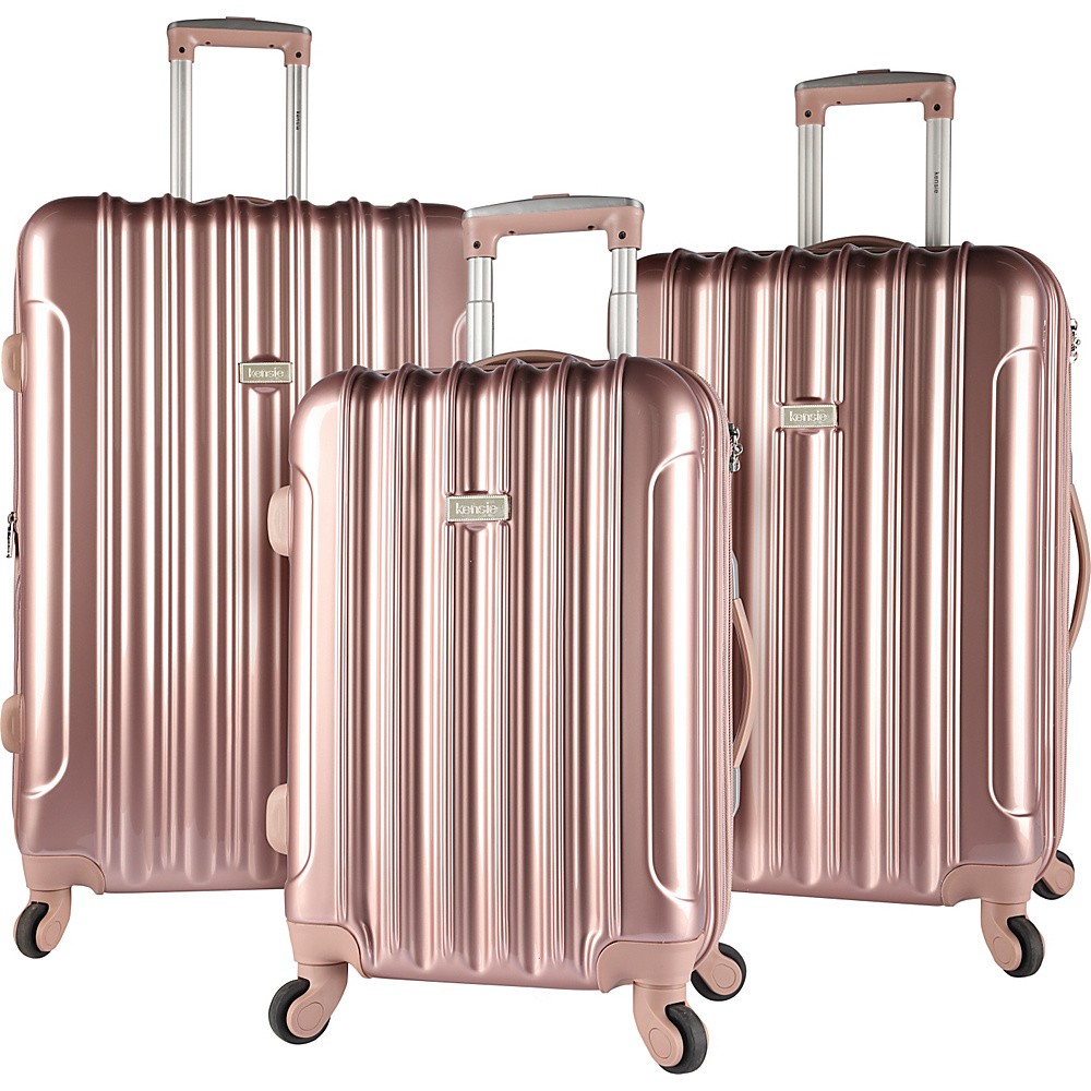 Kensie Luggage Alma 3 Piece Metallic Expandable Hard Side Spinner Luggage Set Rose Gold - Kensie Luggage Luggage Sets | eBags