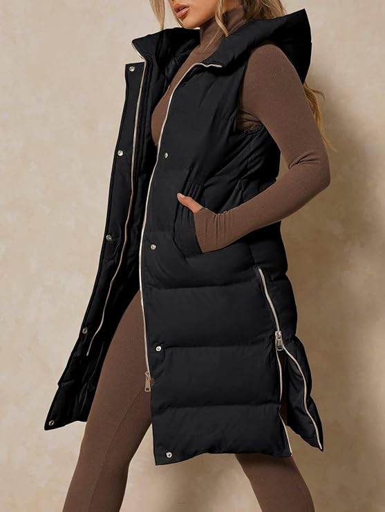 Inorin Womens Down Vest with Stand Collar Thick Hooded Sleeveless Long Coats Jacket | Amazon (US)