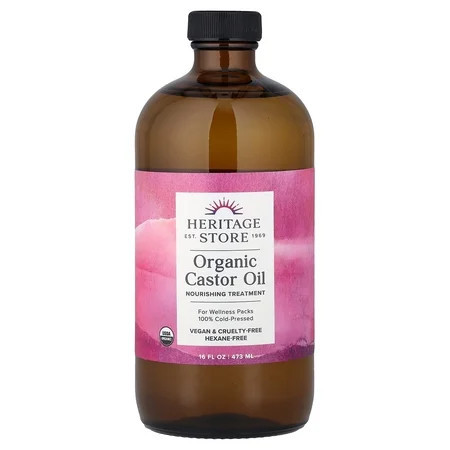 Heritage Store Organic Castor Oil Cold Pressed | Rich Hydration for Hair & Skin Bold Lashes & Brows Hexane Free 16oz | Walmart (US)