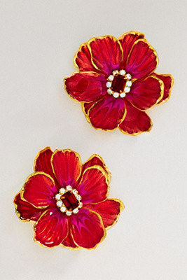 The Pink Reef Hand-Painted Birth Flower Stud Earrings | Anthropologie (US)