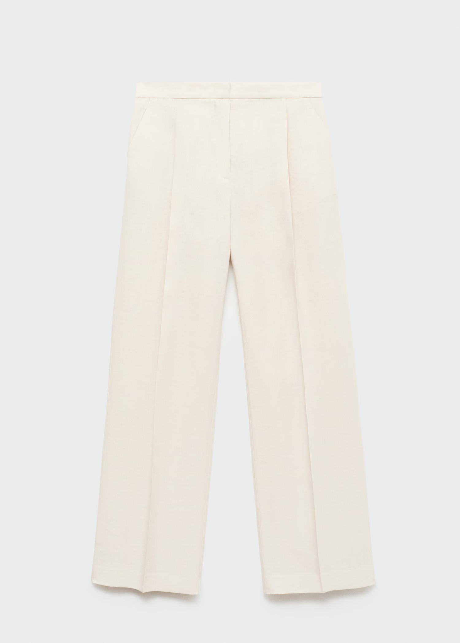 Straight-fit linen trousers with pleats - Women | MANGO United Kingdom | MANGO (UK)