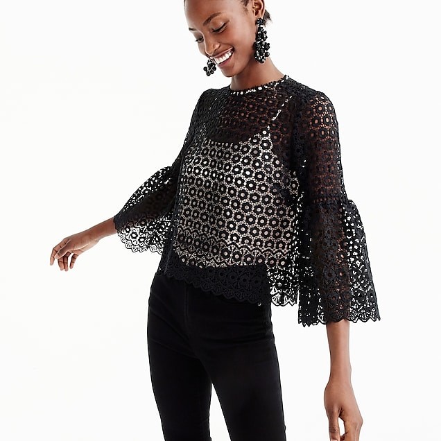 Daisylace bell-sleeve top | J.Crew US