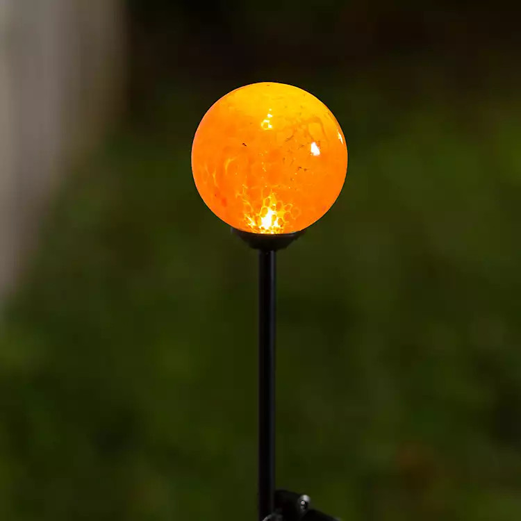 New! Orange Glass Gazing Orb Solar Stake | Kirklands