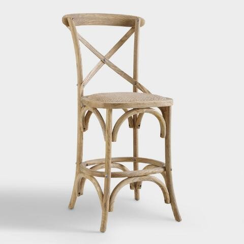 Gray Wood and Rattan Syena Counter Stool | World Market