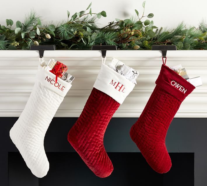 Channel Quilted Velvet Personalized Stockings | Pottery Barn (US)