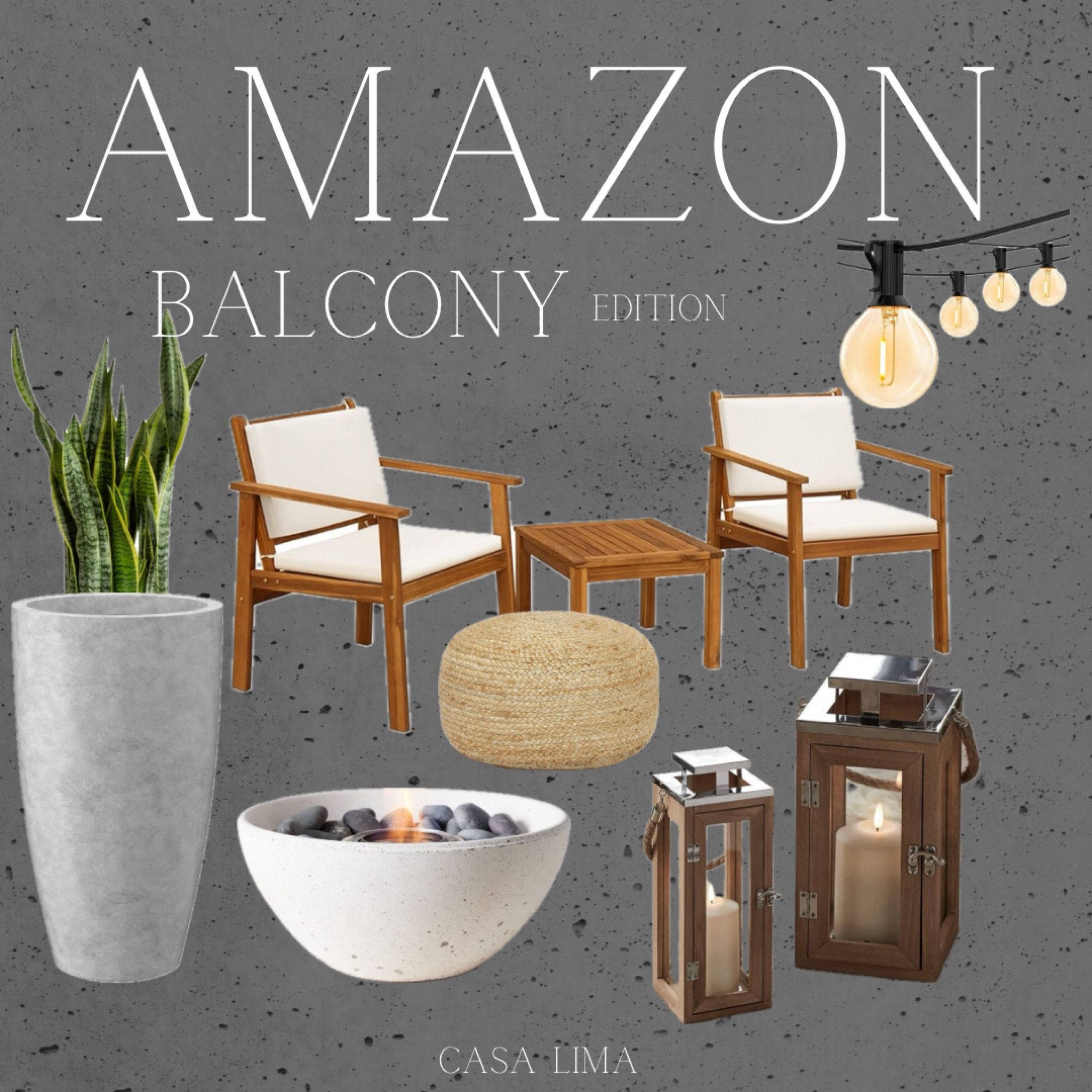Amazon Balcony Favorites that are under $50! Beautiful wooden chair set with balcony lights, a tabletop firepit and outdoor lanterns to set the coziest summer night mood! 

#LTKHome #LTKStyleTip #LTKFindsUnder50