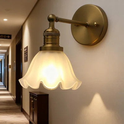 Adjustable Vintage Wall Sconce With Frosted Glass Shade 180 Degree Swing Brass Wall Light Fixture For Bedroom Bathroom Hallway | Wayfair North America
