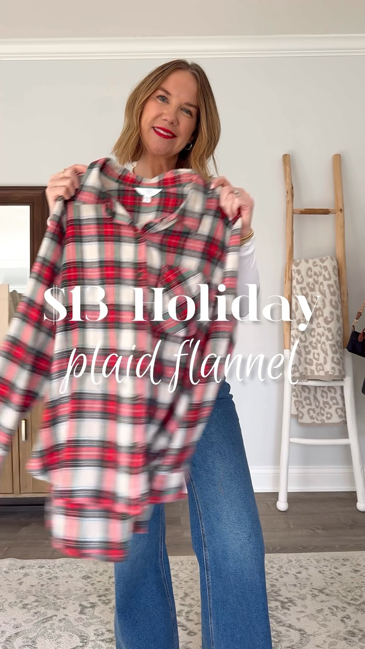 This $13 plaid flannel is soft and lightweight. It’s perfect for the holidays and you could also dress is up under a sweater or with a satin skirt. It comes in 7 colors and I sized up to a large.

Casual holiday outfit, chocolate brown boots, wide leg jeans, Target style, Walmart fashion finds, affordable style, mom style, easy outfit

#LTKHoliday #LTKWatchNow #LTKStyleTip
